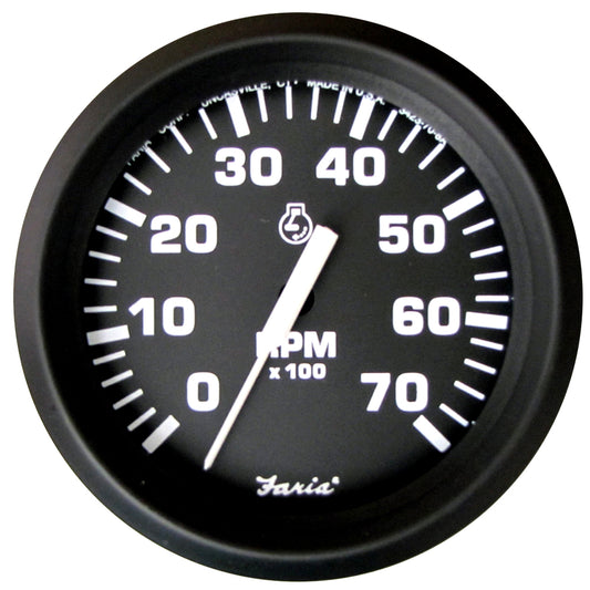 Faria Euro Black 4" Tachometer - 7,000 RPM (Gas - All Outboard) [32805] - First Stop Marine