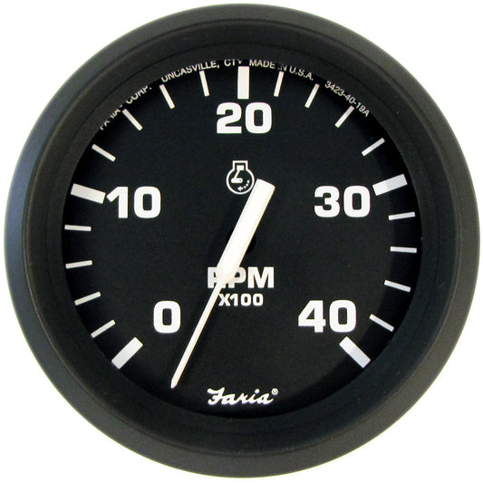 Faria Euro Black 4" Tachometer - 4000 RPM (Diesel) (Mechanical Takeoff) [32842] - First Stop Marine