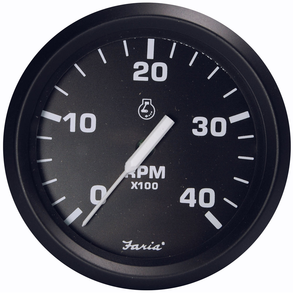 Faria Euro Black 4" Tachometer - 4000 RPM (Diesel - Magnetic Pick-Up) [32803] - First Stop Marine