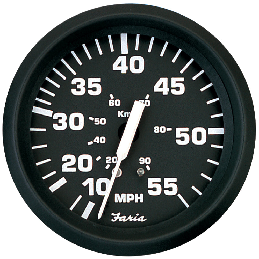 Faria Euro Black 4" Speedometer - 55MPH (Pitot) [32810] - First Stop Marine