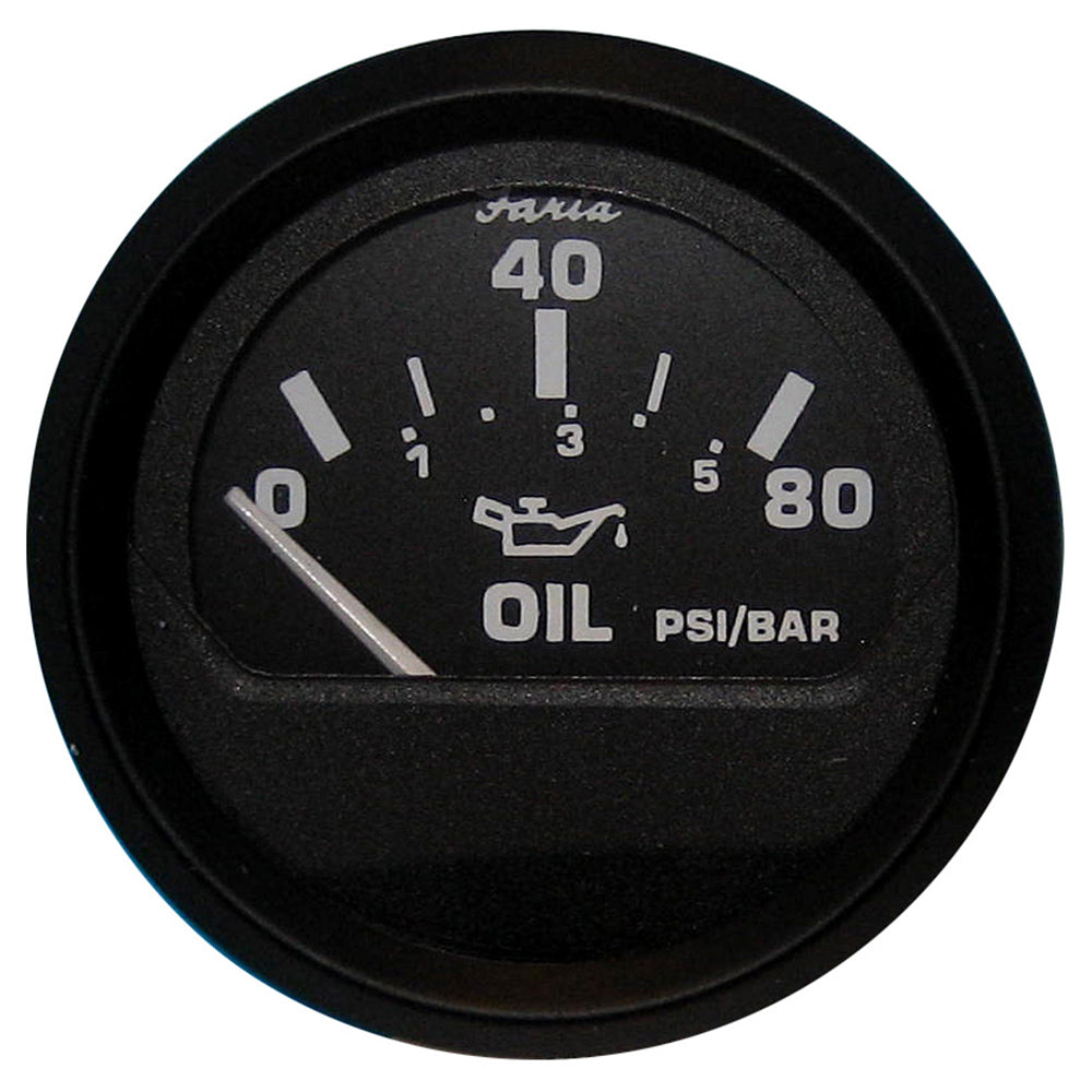 Faria Euro Black 2" Oil Pressure Gauge (80 PSI) [12803] - First Stop Marine