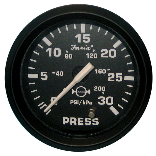 Faria Euro Black 2" Water Pressure Gauge (30 PSI) [12810] - First Stop Marine