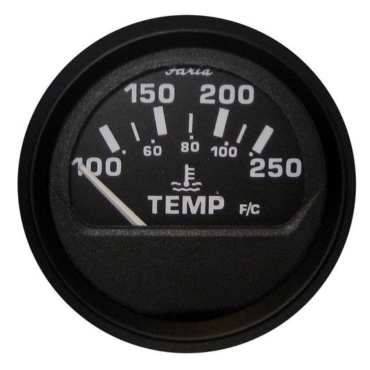Faria Euro Black 2" Water Temperature Gauge (100-250 DegreeF) [12812] - First Stop Marine