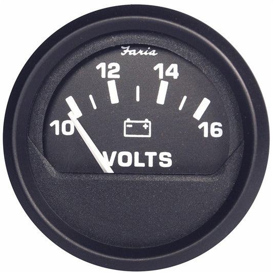 Faria Euro Black 2" Voltmeter (10-16 V) [12821] - First Stop Marine