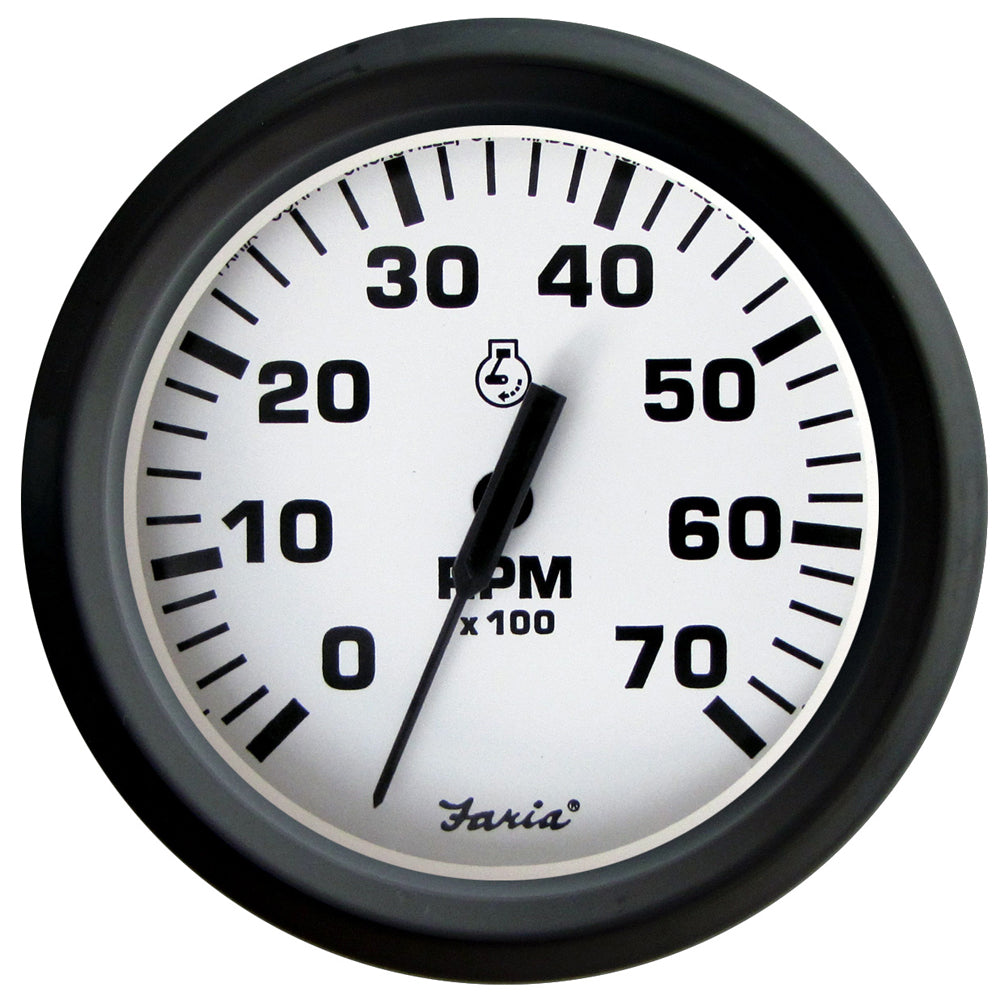 Faria Euro White 4" Tachometer 7000 RPM (Gas) (Outboards) [32905] - First Stop Marine