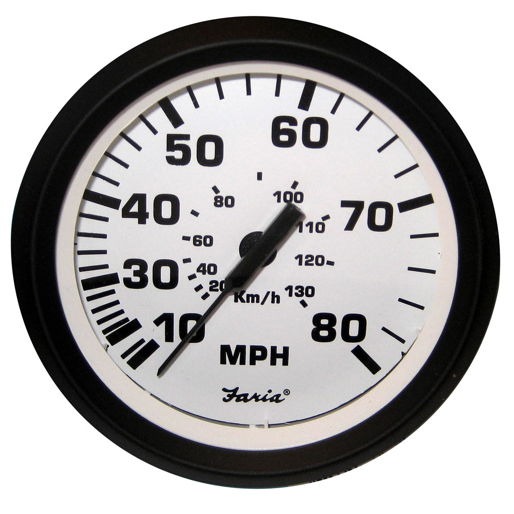 Faria Euro White 4" Speedometer - 80MPH (Pitot) [32910] - First Stop Marine