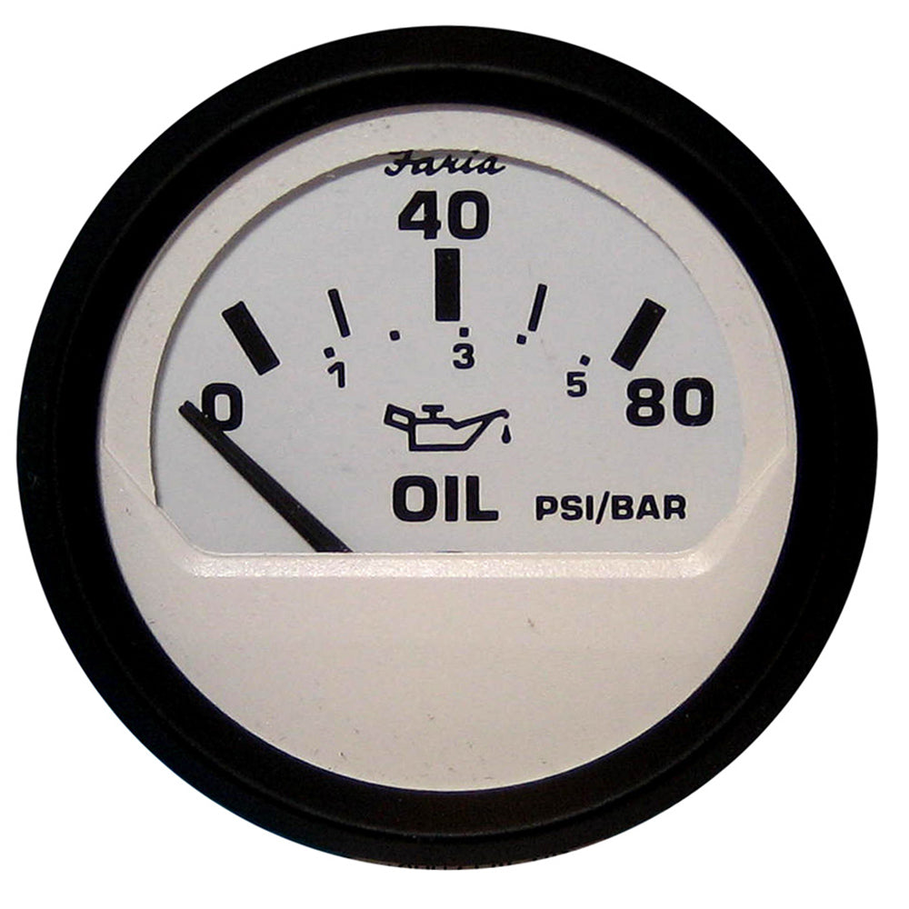 Faria Euro White 2" Oil Pressure Gauge (80 PSI) [12902] - First Stop Marine