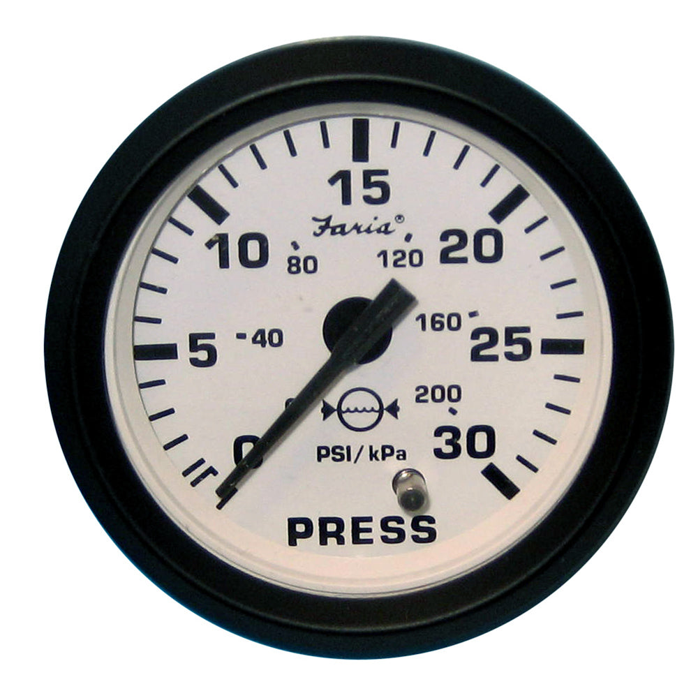 Faria Euro White 2" Water Pressure Gauge (30 PSI) [12903] - First Stop Marine