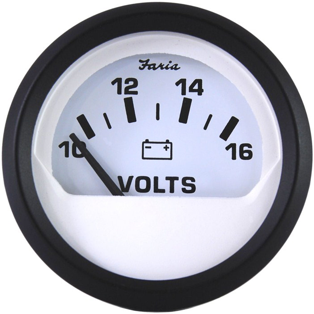 Faria Euro White 2" Voltmeter (10-16 VDC) [12911] - First Stop Marine