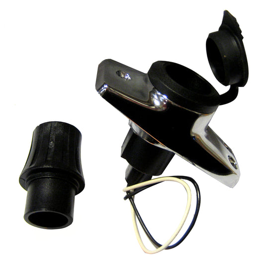 Perko Rectangular Plug-In Base f/Pole Cards - Chrome Plated Zinc/Black [1059P00DP] - First Stop Marine