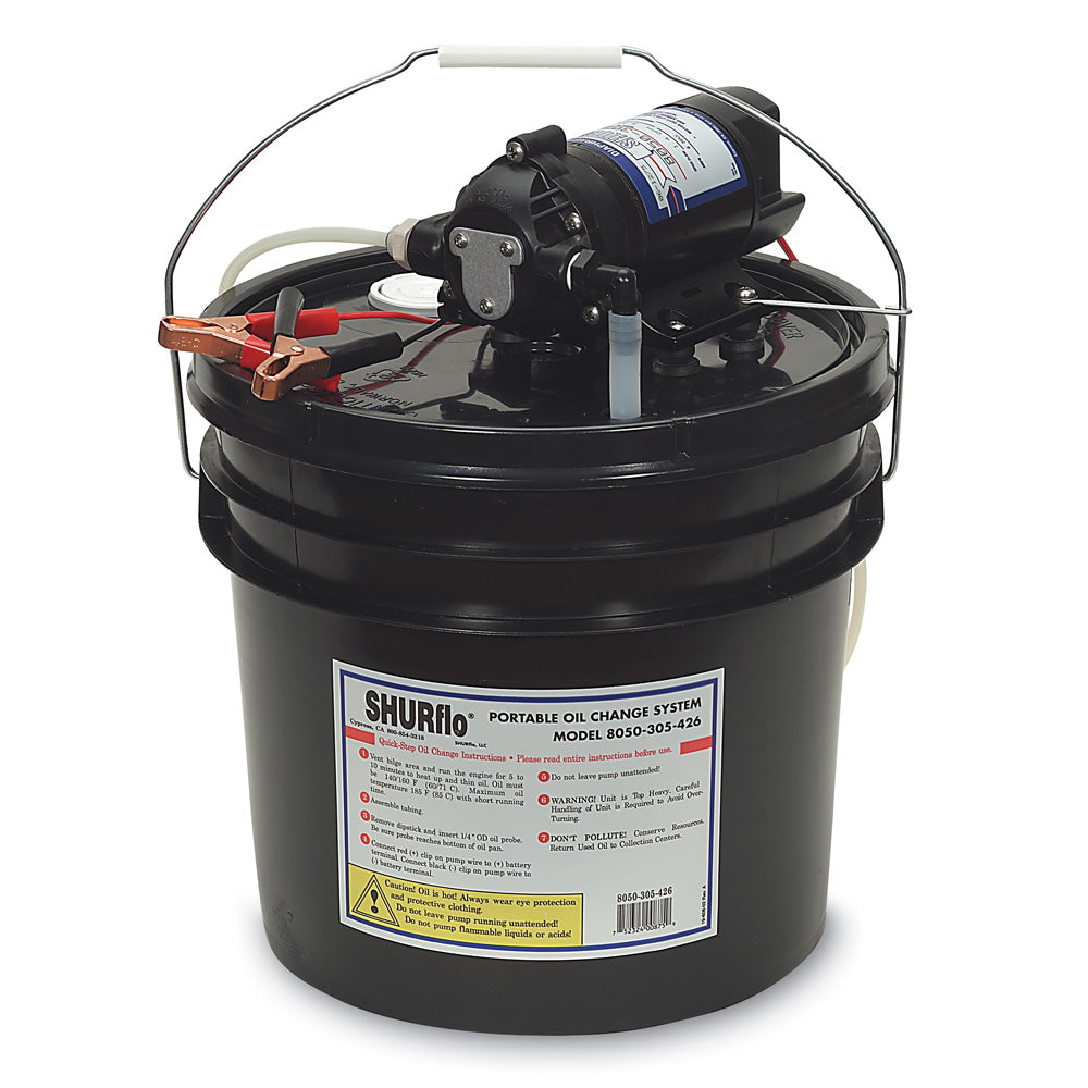 Shurflo by Pentair Oil Change Pump w/3.5 Gallon Bucket - 12 VDC, 1.5 GPM [8050-305-426] - First Stop Marine