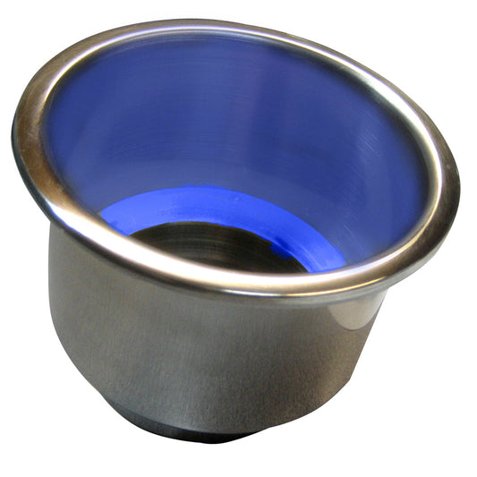 Whitecap Flush Mount Cup Holder w/Blue LED Light - Stainless Steel [S-3511BC] - First Stop Marine