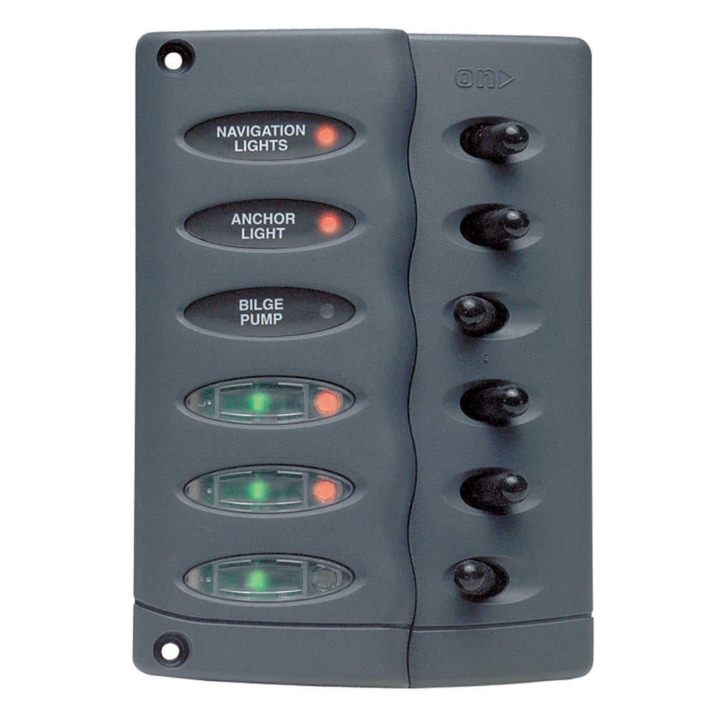 Marinco Contour Switch Panel - Waterproof 6 Way w/PTC Fusing [CSP6-PTC] - First Stop Marine