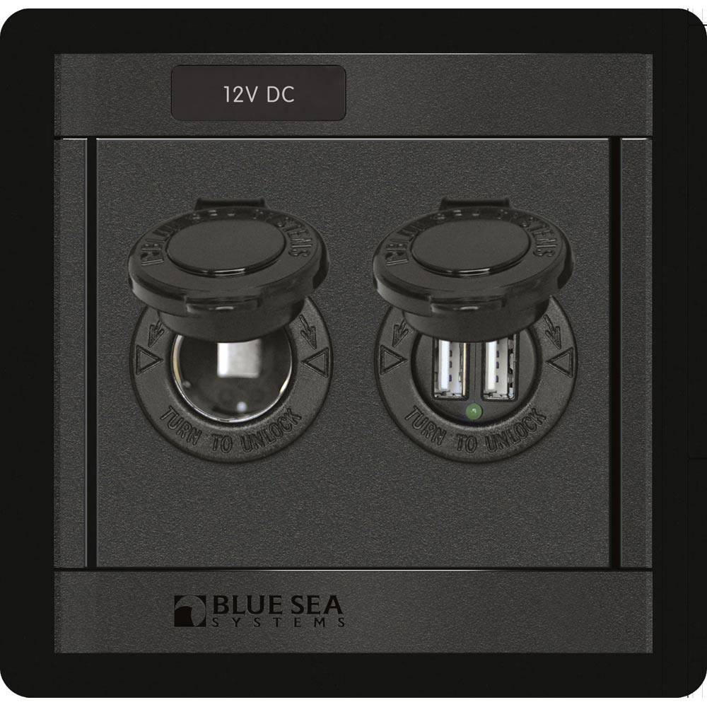 Blue Sea 1478 360 Panel - 12V DC Socket & Dual USB Charger [1478] - First Stop Marine