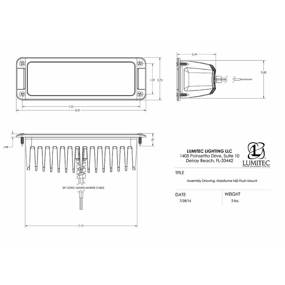 Lumitec Maxillumeh60 - Flush Mount Flood Light - White Housing - White Dimming [101336] - First Stop Marine