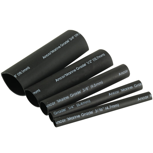 Ancor Adhesive Lined Heat Shrink Tubing Kit - 8-Pack, 3", 20 to 2/0 AWG, Black [301503] - First Stop Marine