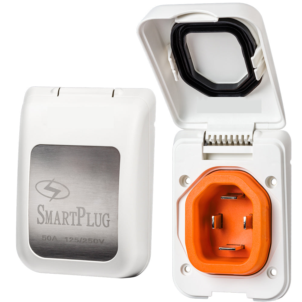 SmartPlug 50 AMP Male Non-Metallic Inlet Cover - White [BM50PW] - First Stop Marine