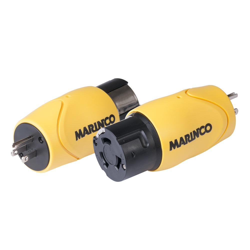 Marinco Straight Adapter - 15A Male Straight Blade to 50A 125/250V Female Locking [S15-504] - First Stop Marine