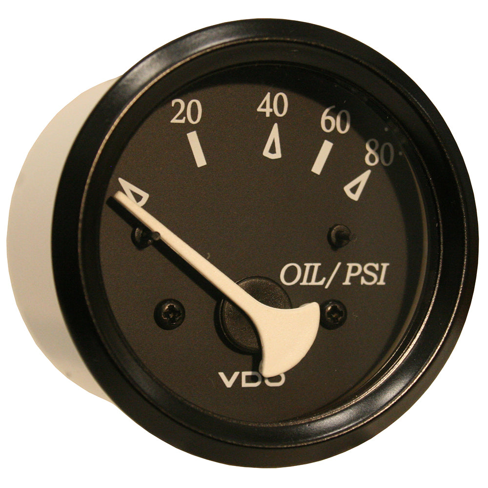 VDO Cockpit Marine Oil Pressure Gauge - 80 PSI - Black Dial/Bezel [350-11800] - First Stop Marine