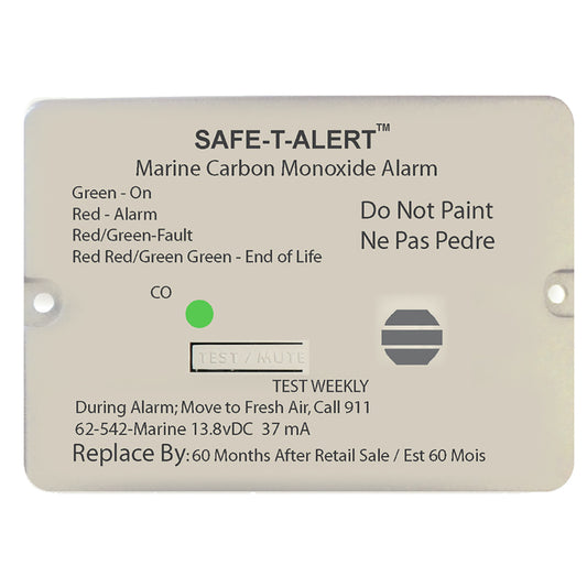 Safe-T-Alert 62 Series Carbon Monoxide Alarm - 12V - 62-542-Marine - Flush Mount - White [62-542-MARINE] - First Stop Marine