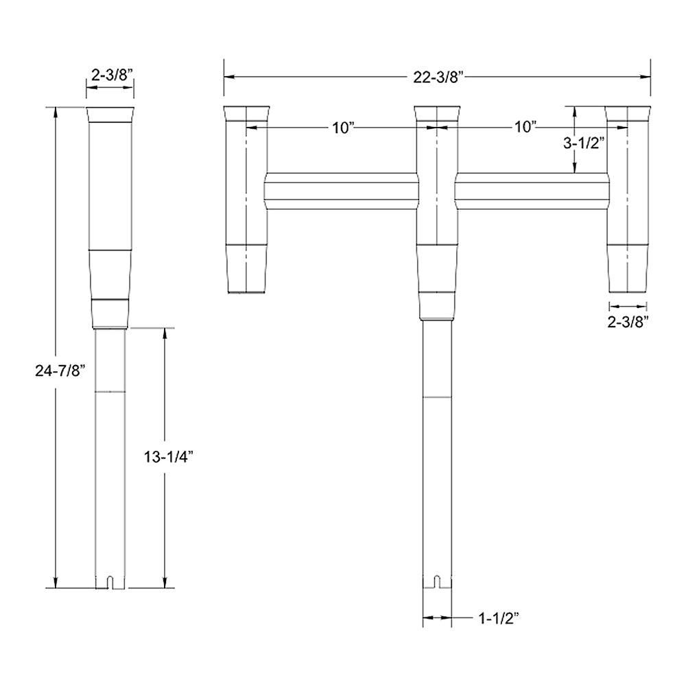 TACO Deluxe Trident Rod Holder Cluster Straight [F31-0780BXY-1] - First Stop Marine