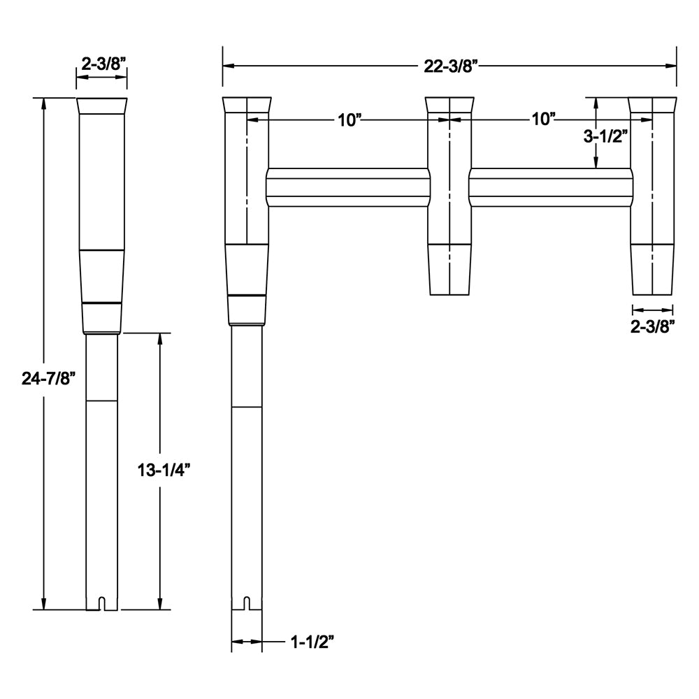 TACO Deluxe Trident Rod Holder Cluster Offset [F31-0781BXY-1] - First Stop Marine