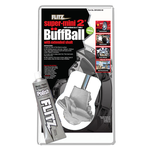 Flitz Buff Ball - Super Mini 2" - White w/1.76oz Tube Flitz Polish [SM 10250-50] - First Stop Marine