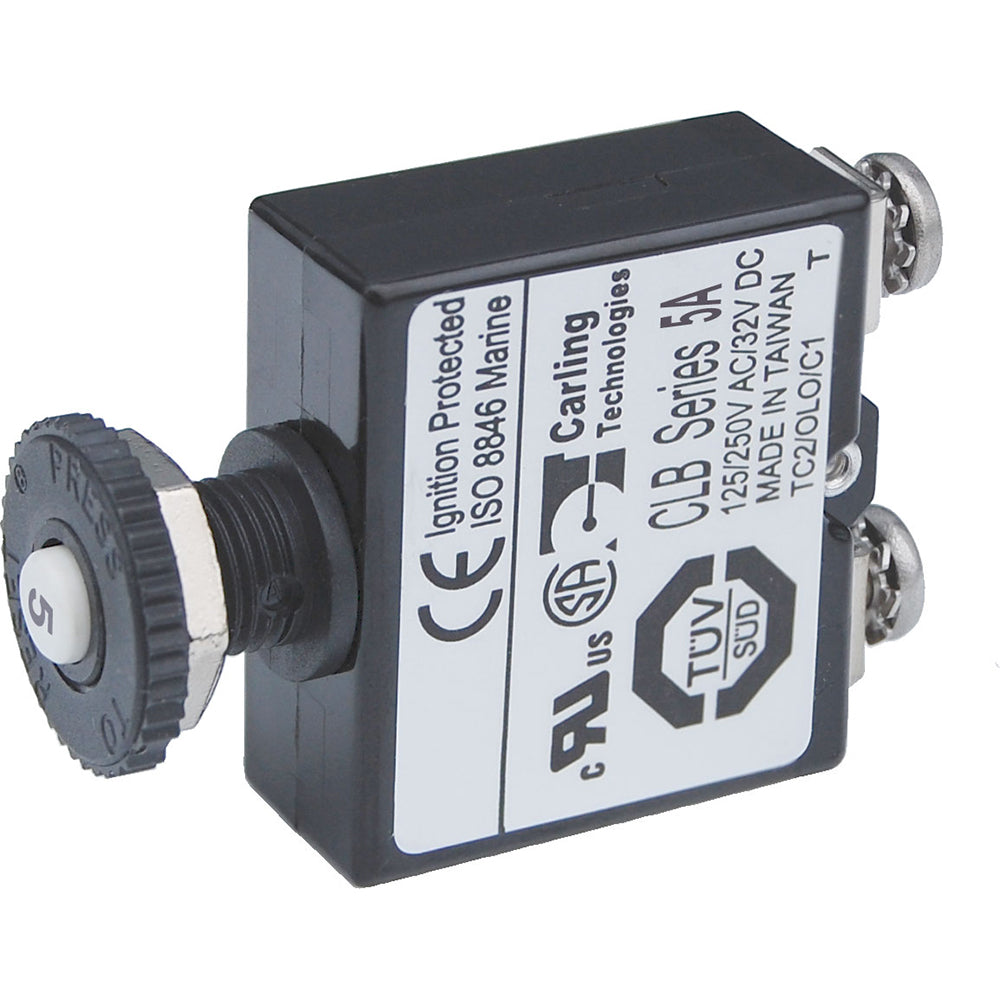 Blue Sea Push Button Reset Only Screw Terminal Circuit Breaker - 5 Amps [2130] - First Stop Marine