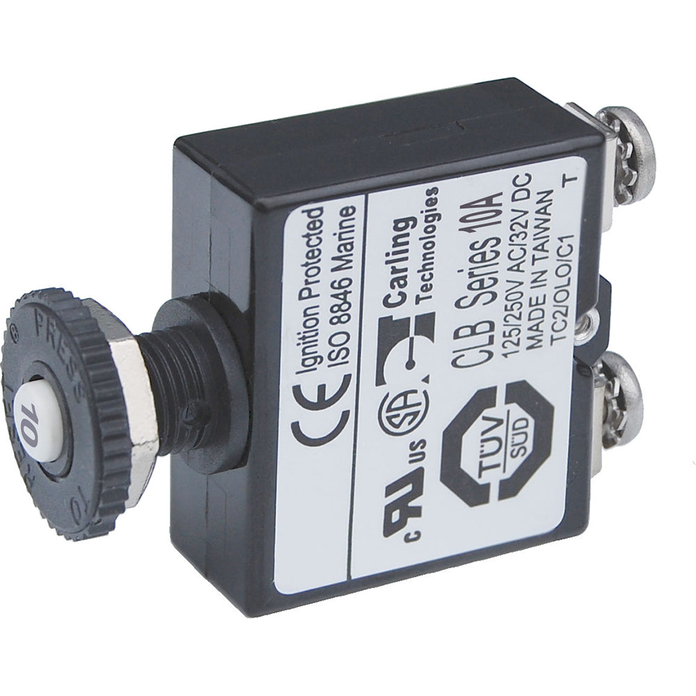 Blue Sea Push Button Reset Only Screw Terminal Circuit Breaker - 10 Amps [2132] - First Stop Marine