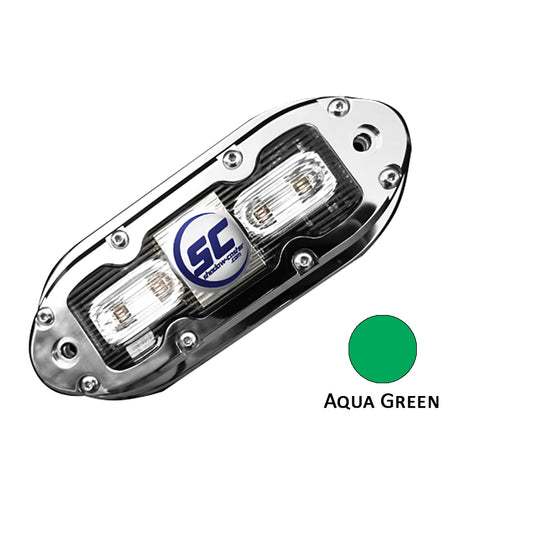 Shadow-Caster SCM-4 LED Underwater Light w/20' Cable - 316 SS Housing - Aqua Green [SCM-4-AG-20] - First Stop Marine