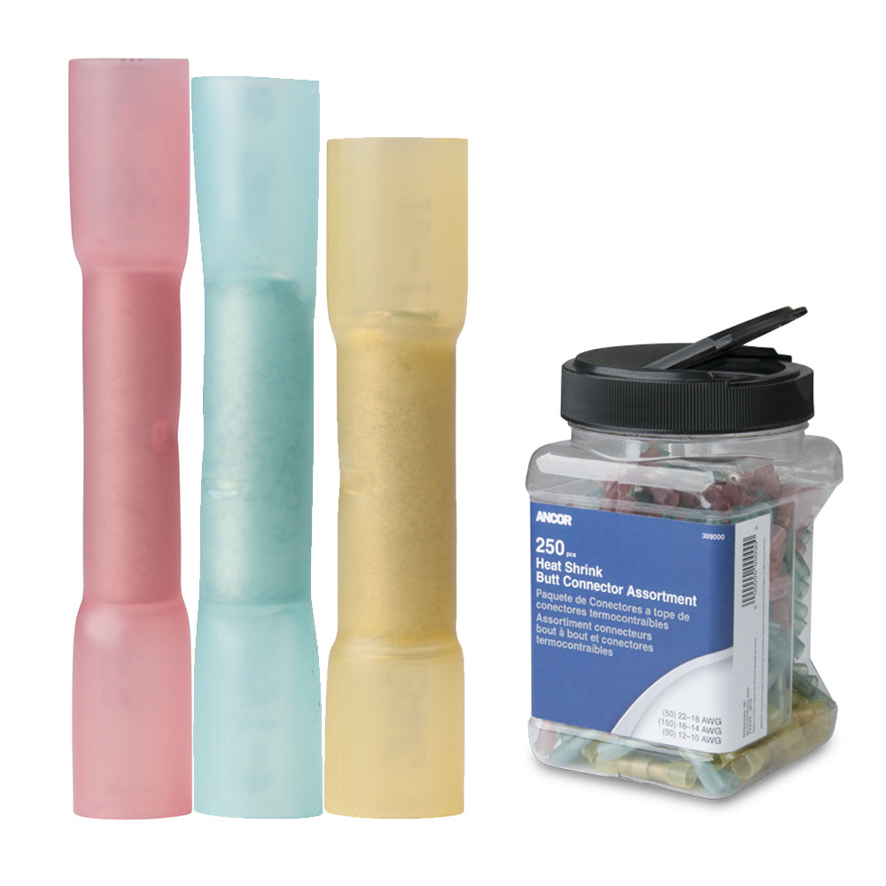 Ancor Heat Shrink Butt Connector Multi-Pack - 250-Piece - Jar [309000] - First Stop Marine