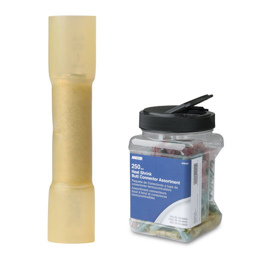 Ancor 12-10 AWG Heat Shrink Butt Connector - 250-Pieces - Jar [309201] - First Stop Marine