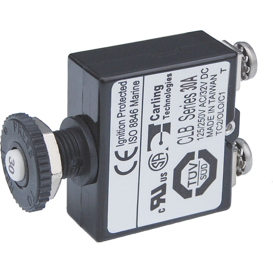 Blue Sea Push Button Reset Only Screw Terminal Circuit Breaker - 30 Amps [2136] - First Stop Marine