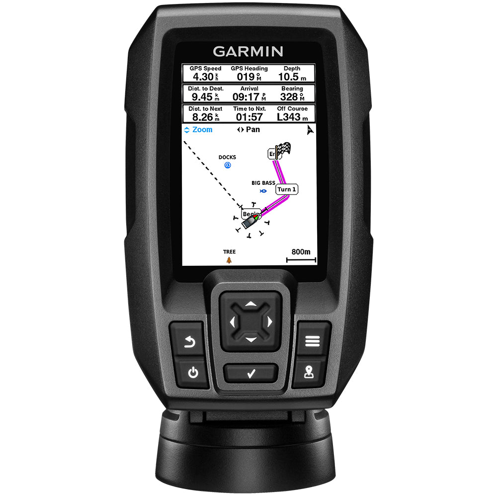 Garmin STRIKER 4 Fishfinder Worldwide Version w/77/200kHz - 4-Pin Transducer w/Transom & Trolling Motor Mounts [010-01550-01] - First Stop Marine