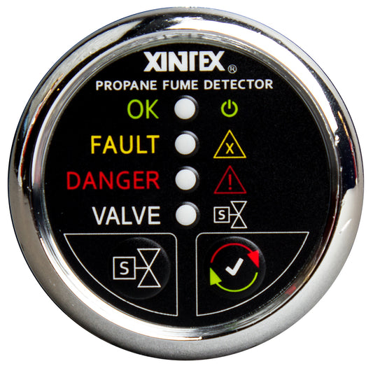 Fireboy-Xintex Propane Fume Detector w/Plastic Sensor  Solenoid Valve - Chrome Bezel Display [P-1CS-R] - First Stop Marine