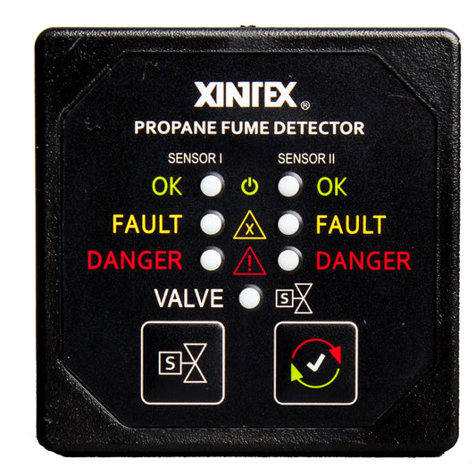 Fireboy-Xintex Propane Fume Detector w/2 Plastic Sensors - No Solenoid Valve - Square Black Bezel Display [P-2BNV-R] - First Stop Marine