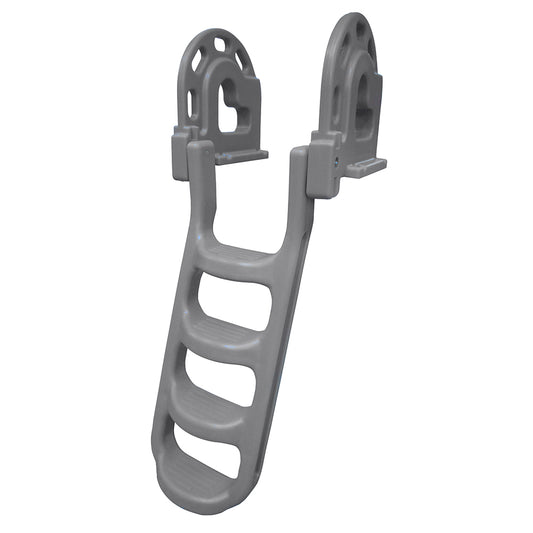 Dock Edge Stand-Off Flip-Up Polyethylene Roto Molded 4-Step Dock Ladder - Grey [2084-F] - First Stop Marine