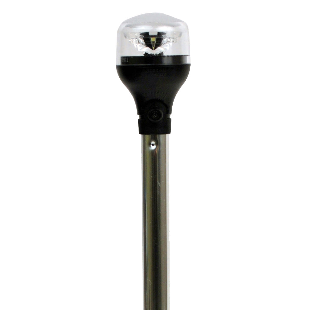 Attwood LightArmor Plug-In All-Around Light - 20" Aluminum Pole - Black Horizontal Composite Base w/Adapter [5550-PA20-7] - First Stop Marine