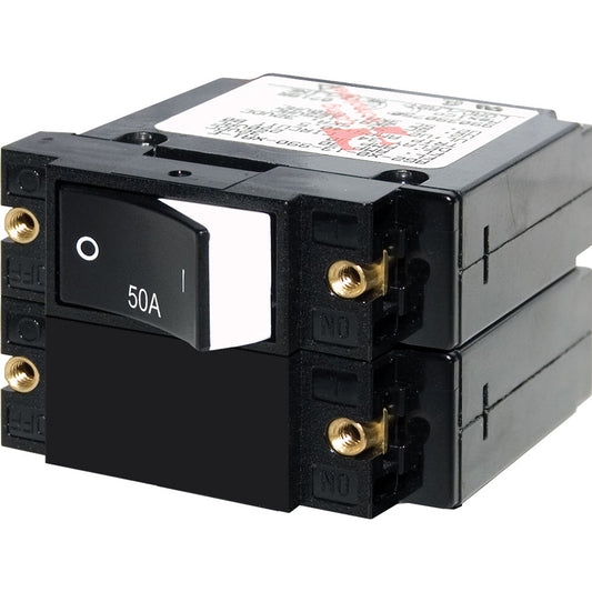 Blue Sea 7577 A-Series Raised Rocker Circuit Breaker - Double Pole - 50A [7577] - First Stop Marine