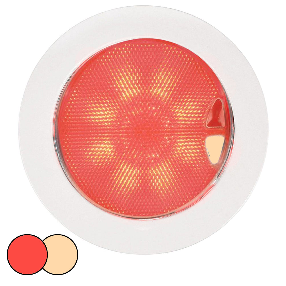 Hella Marine EuroLED 150 Recessed Surface Mount Touch Lamp - Red/Warm White LED - White Plastic Rim [980630102] - First Stop Marine