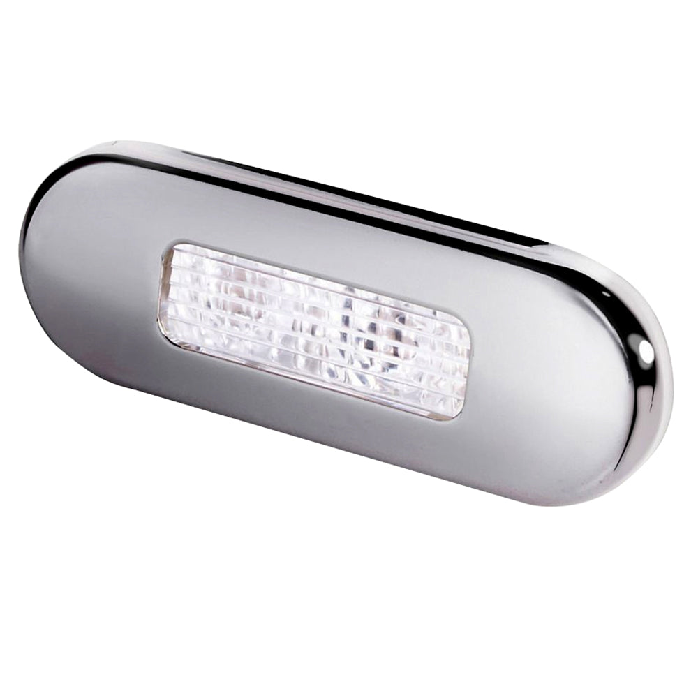 Hella Marine Surface Mount Oblong LED Courtesy Lamp - White LED - Stainless Steel Bezel [980869301] - First Stop Marine