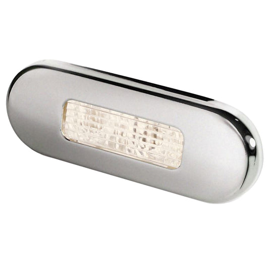 Hella Marine Surface Mount Oblong LED Courtesy Lamp - Warm White LED - Stainless Steel Bezel [980869401] - First Stop Marine