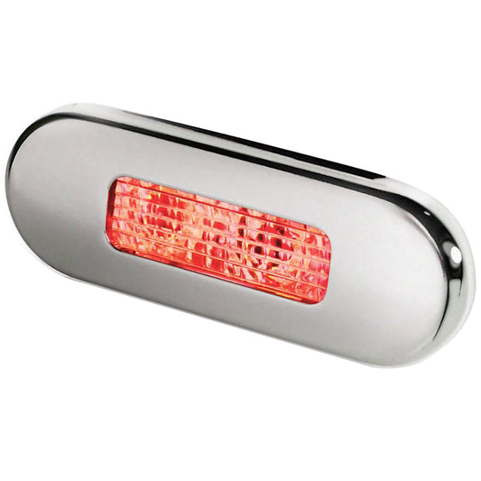 Hella Marine Surface Mount Oblong LED Courtesy Lamp - Red LED - Stainless Steel Bezel [980869501] - First Stop Marine