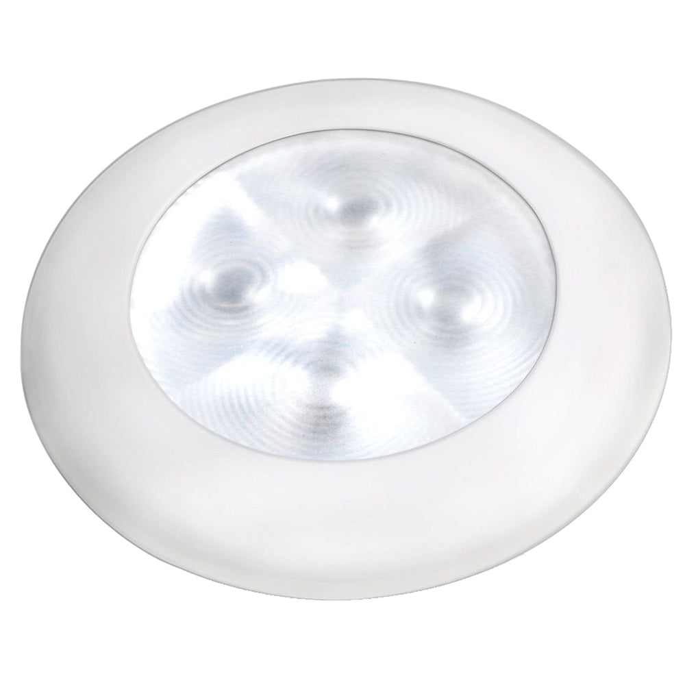 Hella Marine Slim Line LED 'Enhanced Brightness' Round Courtesy Lamp - White LED - White Plastic Bezel - 12V [980500541] - First Stop Marine
