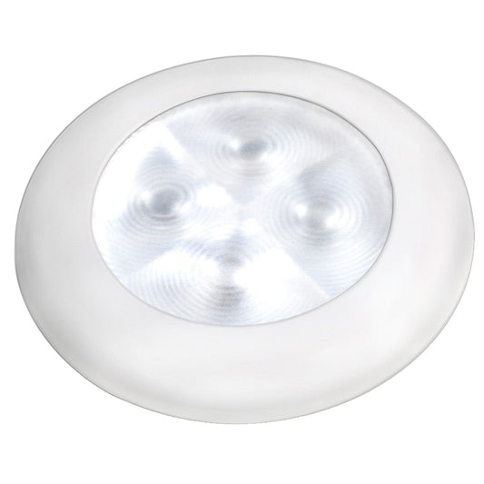 Hella Marine Slim Line LED 'Enhanced Brightness' Round Courtesy Lamp - White LED - White Plastic Bezel - 12V [980500541] - First Stop Marine