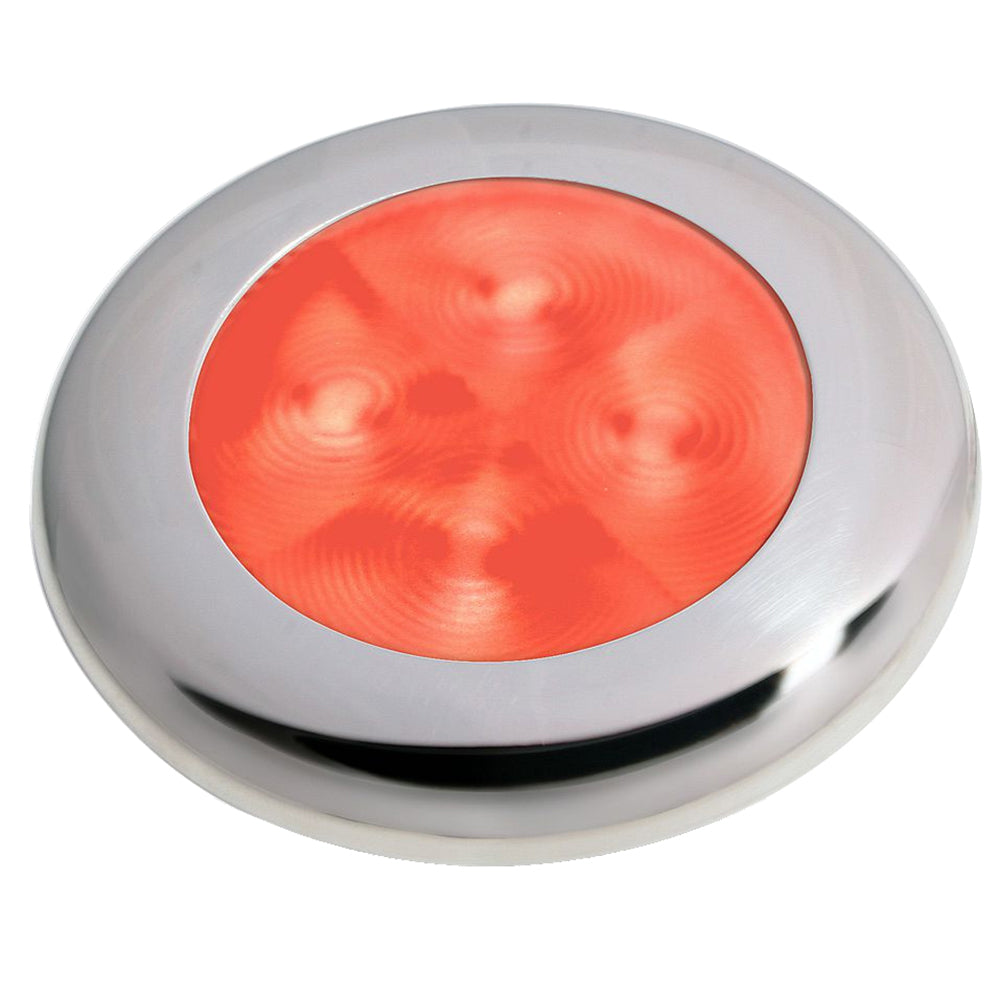 Hella Marine Slim Line LED 'Enhanced Brightness' Round Courtesy Lamp - Red LED - Stainless Steel Bezel - 12V [980507221] - First Stop Marine