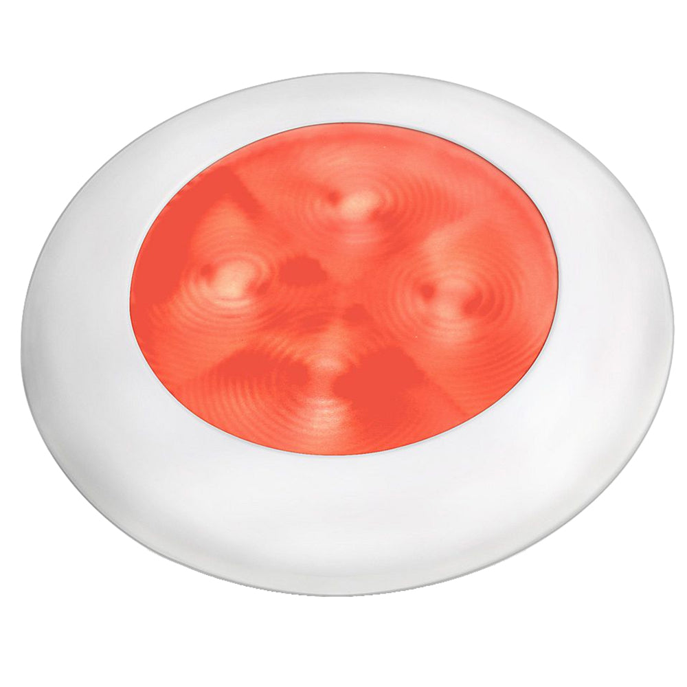 Hella Marine Slim Line LED 'Enhanced Brightness' Round Courtesy Lamp - Red LED - White Plastic Bezel - 12V [980507241] - First Stop Marine