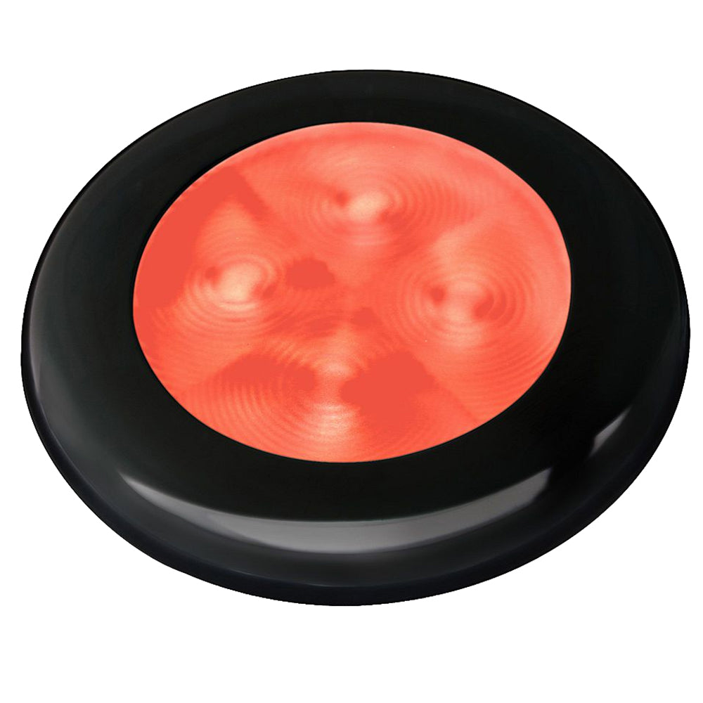 Hella Marine Slim Line LED 'Enhanced Brightness' Round Courtesy Lamp - Red LED - Black Plastic Bezel - 12V [980507251] - First Stop Marine