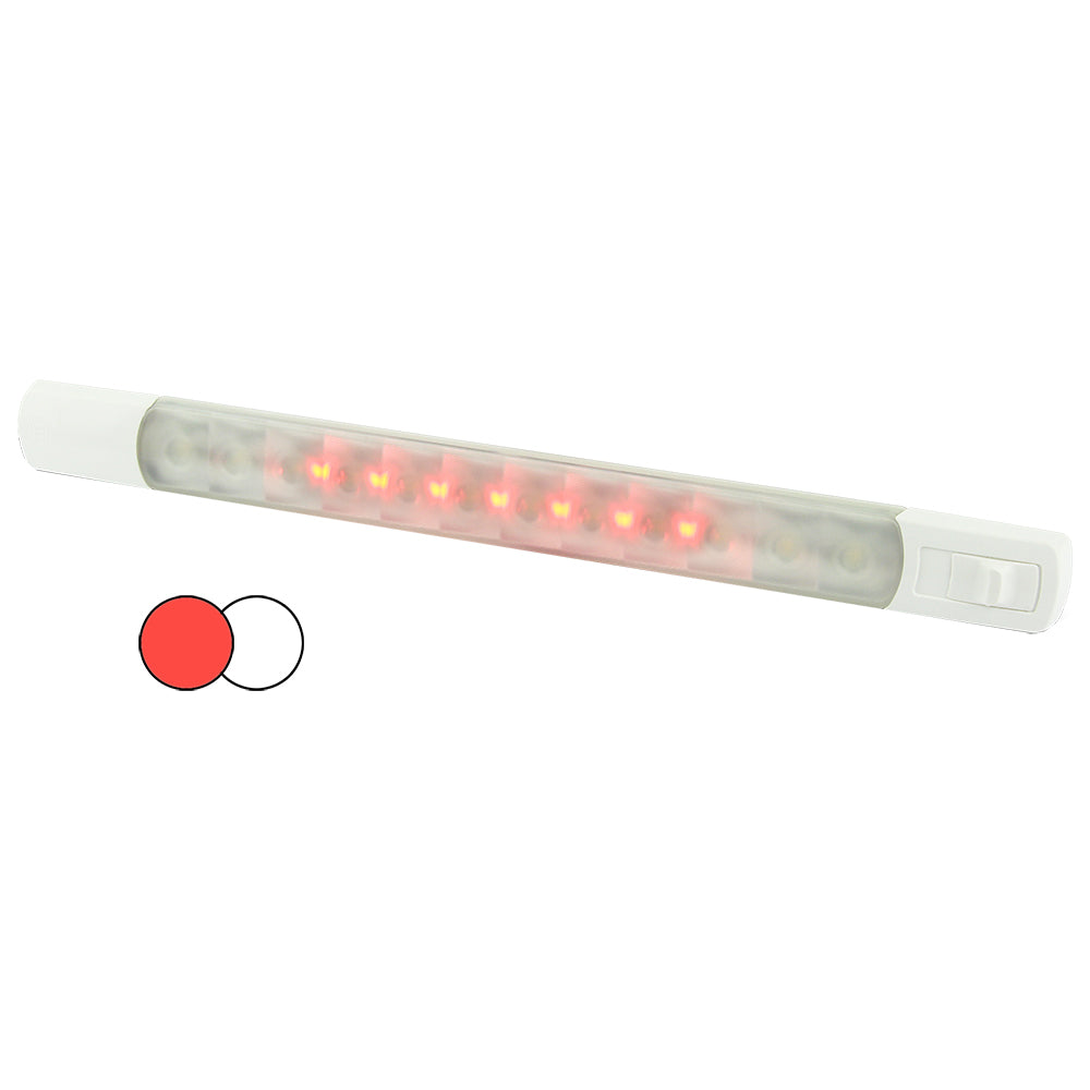 Hella Marine Surface Strip Light w/Switch - White/Red LEDs - 12V [958121001] - First Stop Marine