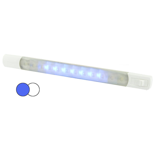 Hella Marine Surface Strip Light w/Switch - White/Blue LEDs - 12V [958121011] - First Stop Marine